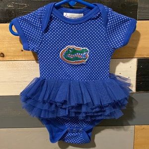 Two Feet Ahead Blue and white polka dots Onesie with attached Tutu